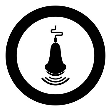 Dalga tıbbi tanı aygıtı ile ultrason aracı yuvarlak siyah renk vektör illüstrasyon basit taslak çizim biçimi içinde eko resim simgesi