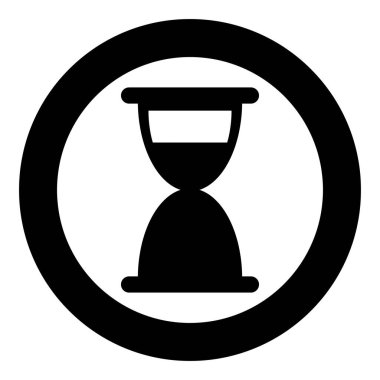 Kum saati antika simgesi, yuvarlak siyah renk vektör illüstrasyon görüntüsü düz dış hat biçimi basit