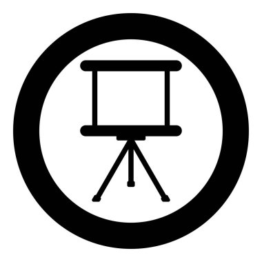 Sunumlar için pano iş ekranı projektör kaydırma simgesi dairesel yuvarlak siyah renk vektör illüstrasyon resmi katı dış hat biçimi basit