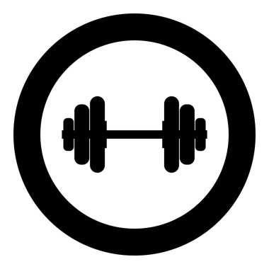 Dumbell Dumbbell Disk Disk Ağırlık Eğitim Ekipmanı simgesi dairesel siyah renk vektör illüstrasyon görüntüsü basit taslak biçimi