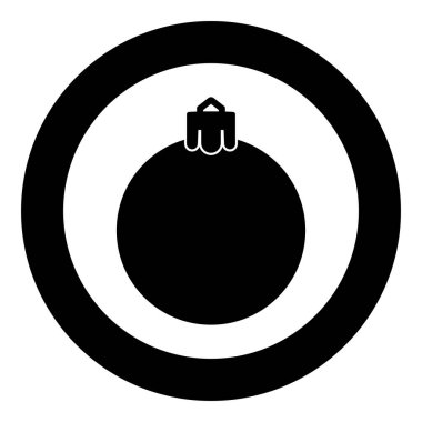 Yeni yıl balosu Noel küresi oyuncak simgesi yuvarlak siyah renk vektör illüstrasyon resmi katı ana hat biçimi basit