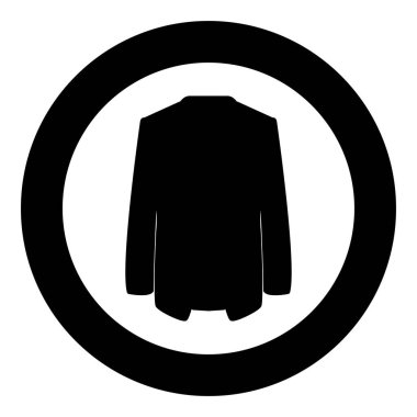 Dairesel siyah renk vektör illüstrasyon resim katı taslak biçimi içinde ceket simgesi