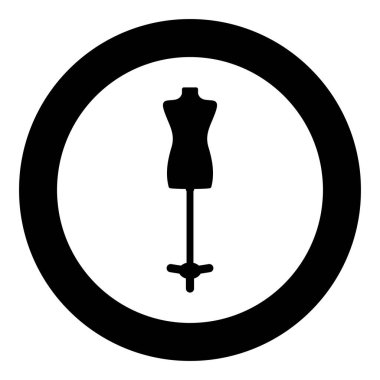 Torso Mannequin terzileri sahte siluet manikür terzi simgesi yuvarlak siyah renk vektör illüstrasyon resmi basit taslak biçimi