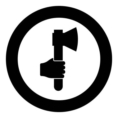 El simgesindeki balta yuvarlak siyah renk vektör illüstrasyon resmi katı dış hat biçimi basit