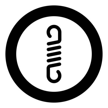 Yay metal sarmal sarmal çelik tel esnek simge dairesel siyah renk vektör illüstrasyon görüntüsü basit dış hat biçimi