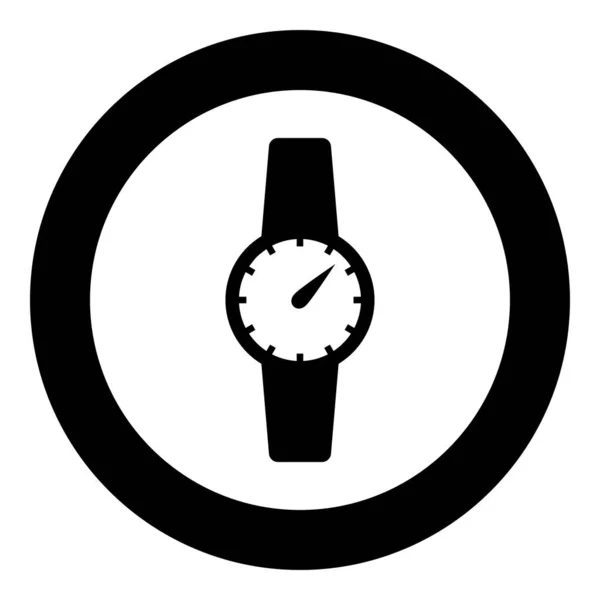 Icono Reloj Mano Círculo Redondo Color Negro Vector Ilustración Imagen — Archivo Imágenes Vectoriales