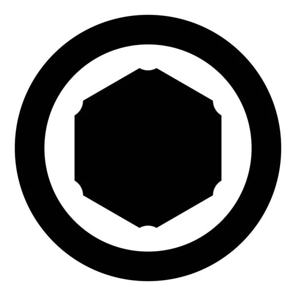 Шестиугольник Закругленными Углами Значок Круге Вокруг Черного Цвета Вектор Изображения — стоковый вектор