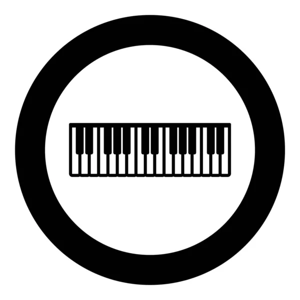 Pianino Musique Touches Ivoire Synthétiseur Icône Cercle Rond Couleur Noire — Image vectorielle