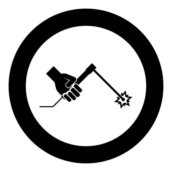 Schweißgerät Handbrenner Schweißgerät Symbol Kreis Runde Schwarze Farbe Vektor Illustration — Stockvektor