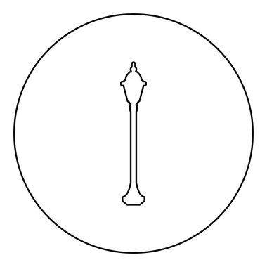 Sokak lambası simgesi yuvarlak siyah renkli vektör resimleme çizgisi ince çizgi biçimi basit