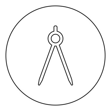 Daire şeklinde bölünmüş Circinus simgesi siyah renkli vektör resimleme çizgisi ince çizgi biçimi basit