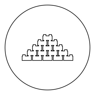 Tuğla piramidi simgesi yuvarlak siyah renk vektör illüstrasyon çizim çizgisi ince çizgi biçimi
