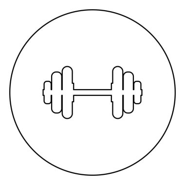 Dumbell Dumbbell Disk Disk Ağırlık Eğitim Ekipmanı simgesi dairesel yuvarlak siyah renk vektör illüstrasyon resim ana hatları ince çizgi biçimi basit