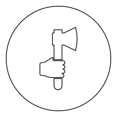 El simgesindeki balta dairesel siyah renk vektör illüstrasyon resim ana hatları ince çizgi biçimi basit