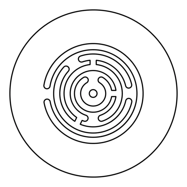 Ikon Maze Bulat Dalam Lingkaran Gambar Vektor Warna Hitam Garis - Stok Vektor
