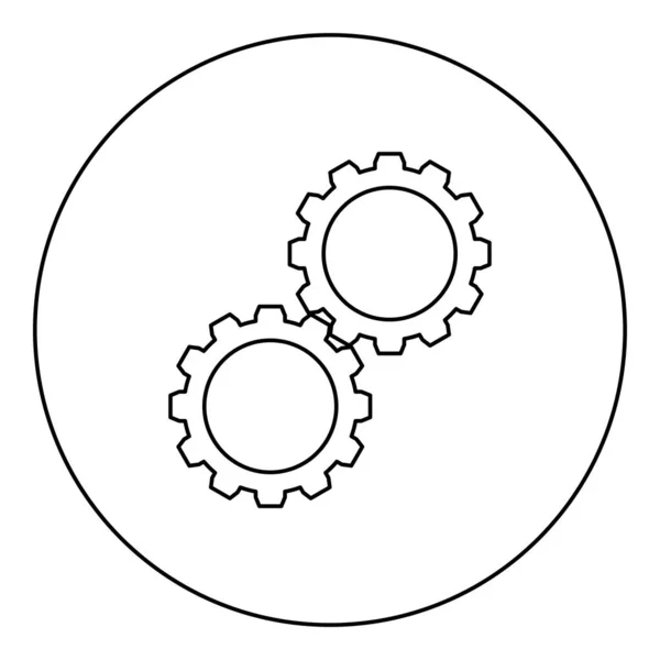 Két Fogaskerék Fogaskerék Készlet Fogaskerekek Csatlakozik Működő Mechanizmus Ikon Kör — Stock Vector