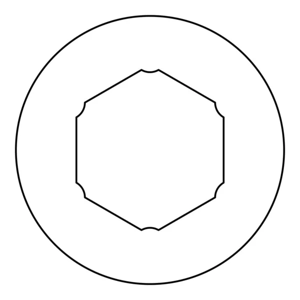 丸みを帯びた角のアイコンを持つ六角形丸みを帯びた黒のベクトルのイラスト画像アウトライン輪郭線シンプルなスタイル — ストックベクタ