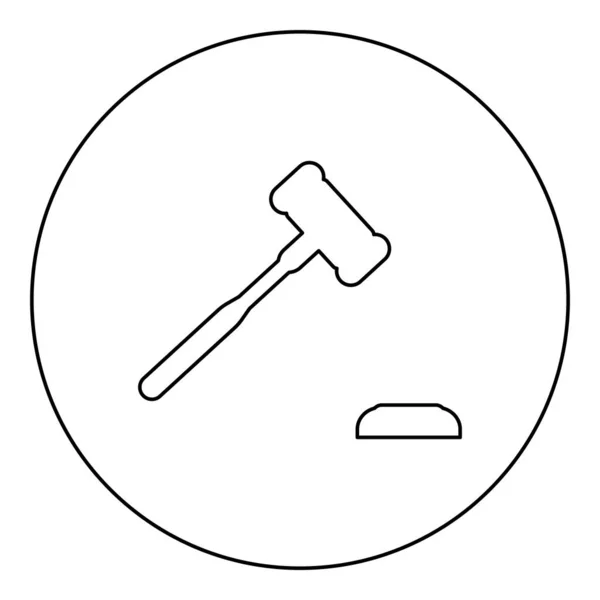 Gavel Hammer Δικαστής Και Αμόνι Δημοπράτη Εικονίδιο Έννοια Κύκλο Γύρο — Διανυσματικό Αρχείο