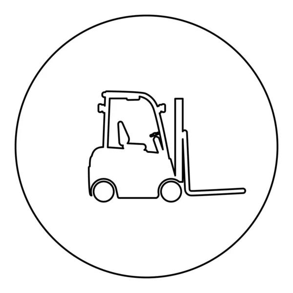 Forklift Loader Fork Lift Warehouse Truck Silhouette Icon Circle Black — Stock Vector
