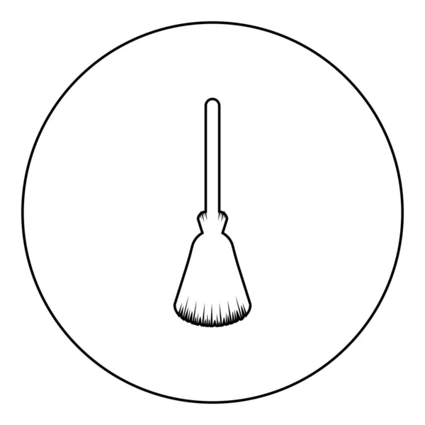 Broom Besom Kvast Ikon Cirkel Rund Svart Färg Vektor Illustration — Stock vektor