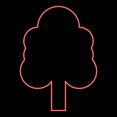 Neon ağacı kırmızı renk vektör resimleme düz stil ışık
