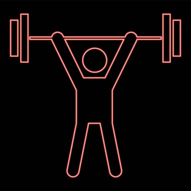 Neon adam ağırlığı kırmızı renk vektör illüstrasyon resmi düz stil ışık