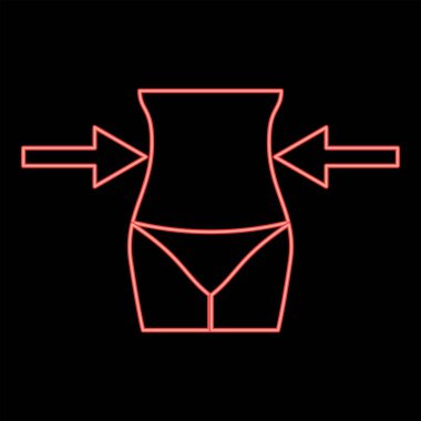 Neon inceltici kadın konsepti kırmızı renk vektör illüstrasyon resmi düz stil ışık