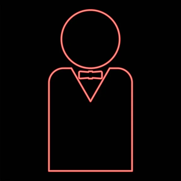 Neon Man Met Strik Rode Kleur Vector Illustratie Afbeelding Platte — Stockvector