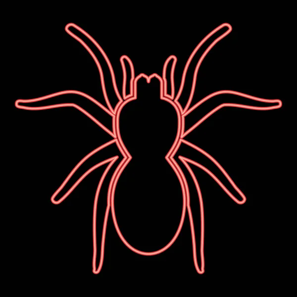 Neon Spin Tarantula Rode Kleur Vector Illustratie Afbeelding Platte Stijl — Stockvector