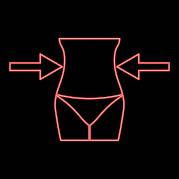 Neon Afslanken Vrouw Concept Rode Kleur Vector Illustratie Beeld Platte — Stockvector