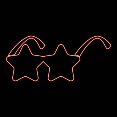 Neon star sunglass red color vector illustration image flat style light