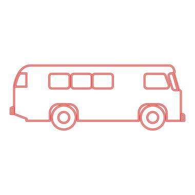 Neon retro bus red color vector illustration image flat style light