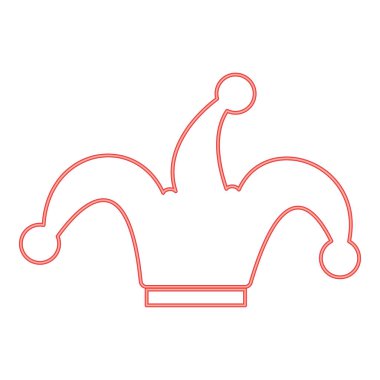 Neon jester's cap red color vector illustration image flat style light