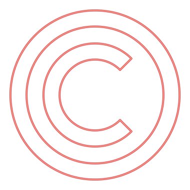 Neon copyright symbol red color vector illustration image flat style light