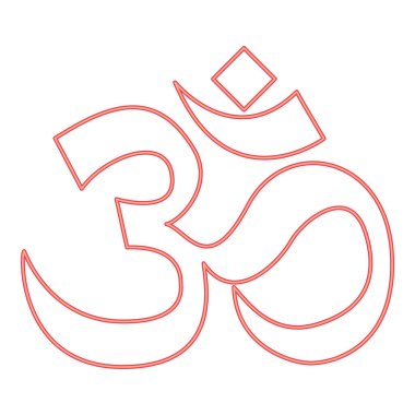Neon induism symbol om sign red color vector illustration image flat style light