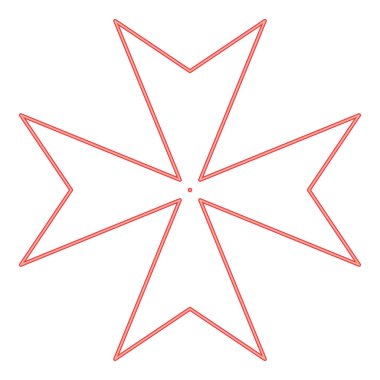 Neon maltese cross red color vector illustration image flat style light