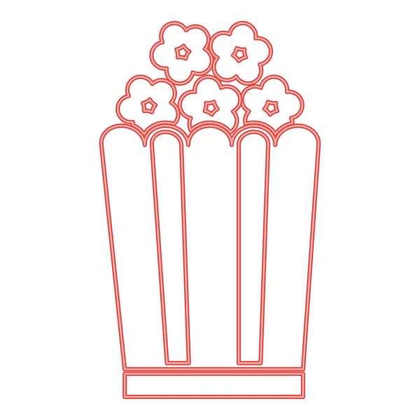 Neon Popcorn Red Color Vector Illustration Image Flat Style Light — Stock vektor