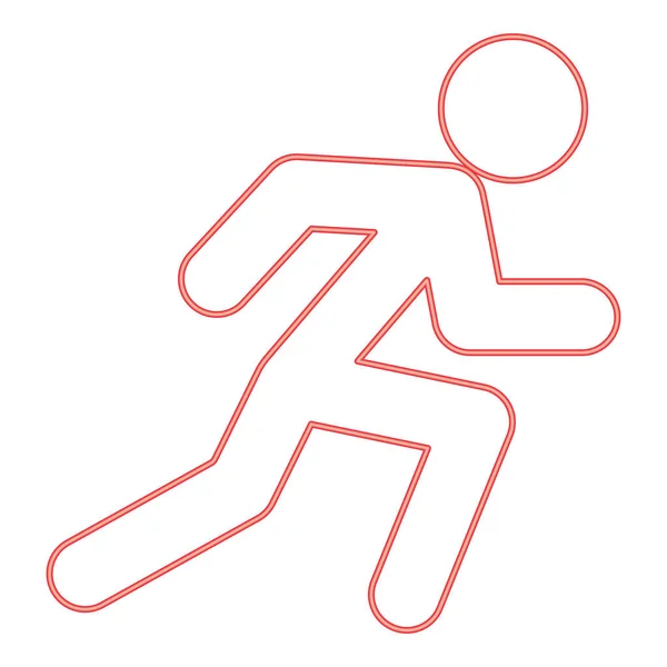Neon Run Man Red Color Vector Illustration Image Flat Style — стоковый вектор
