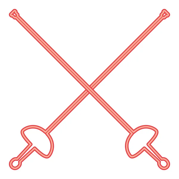 Neon Swords Fencing Red Color Vector Illustration Image Flat Style — Stockvektor