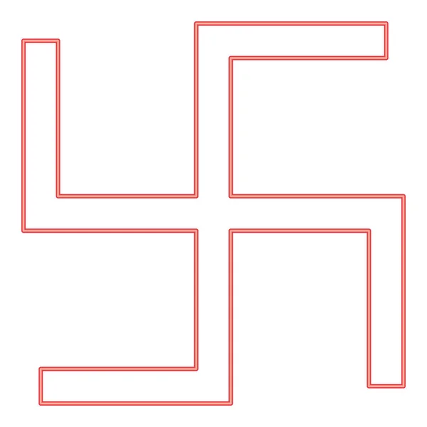 Neon Swastika Fylfot Red Color Vector Illustration Image Flat Style — Stockvector