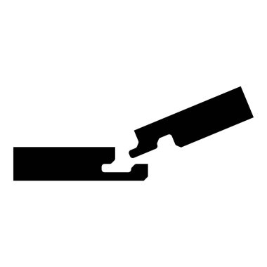 Oluktaki iki panonun bağlantısı Ahşap zemin inşaatı ortak boşluğu serbest profil görünümü simgesi siyah renk çizimi düz resim çizimi biçimi