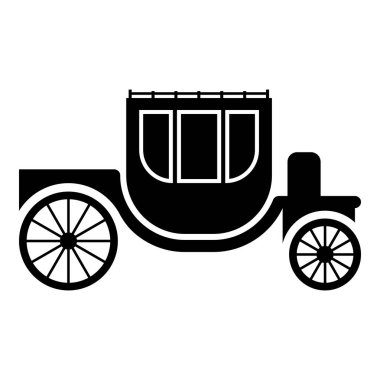Carriage brougham cart zerafet ulaşım vintage biçim simge siyah renk vektör illüstrasyon basit düz resim