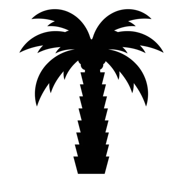 Palmera Tropical Coco Icono Negro Color Vector Ilustración Imagen Plano — Archivo Imágenes Vectoriales