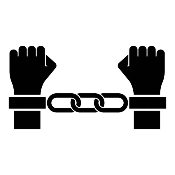 手錠で手を刑事概念逮捕罰ボンデージ受刑者アイコン黒カラーベクトルイラストイメージフラットスタイルシンプルな — ストックベクタ