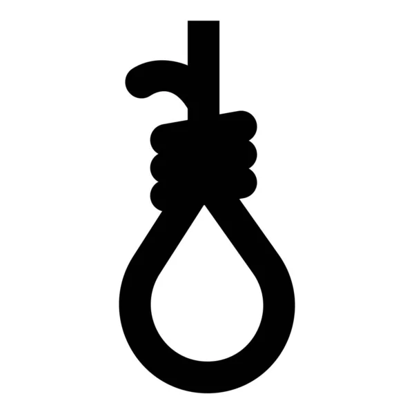 Петля Шибениці Шлюпки Мотузка Самогубства Іконка Чорного Кольору Векторні Ілюстрації — стоковий вектор