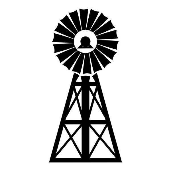 Wind generator icon black color vector illustration image flat style simple
