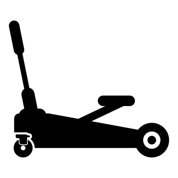 Подъем Вагона Гидравлический Автомобиль Колесах Автоматического Ремонта Значок Черный Цвет — стоковый вектор