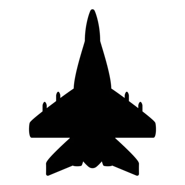 Jet Plane Fighter Reactive Pursuit Military Icon Black Color Vector — Stock Vector