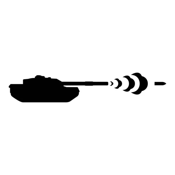 坦克射击炮弹军事烟雾后射击大战概念图标黑色彩色矢量图片说明平面风格简单 — 图库矢量图片
