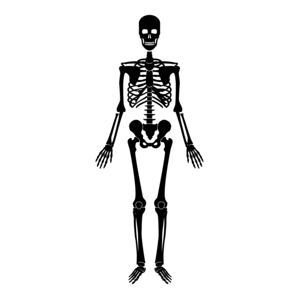 Скелетна Людська Ікона Чорного Кольору Векторні Ілюстрації Зображення Плоский Стиль — стоковий вектор